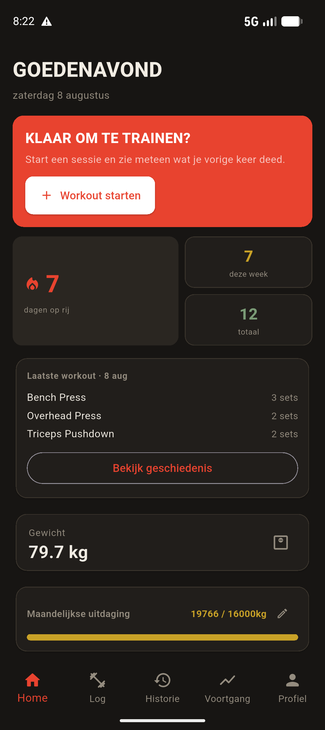 Startscherm van IJZER